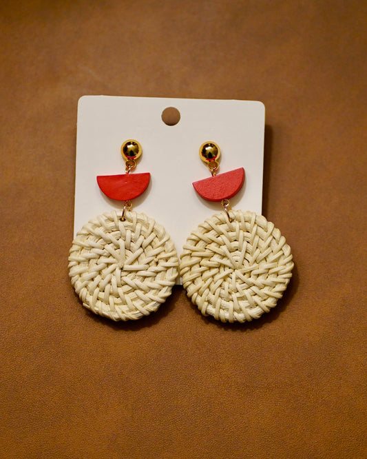 Circular Woven Wooden Earrings